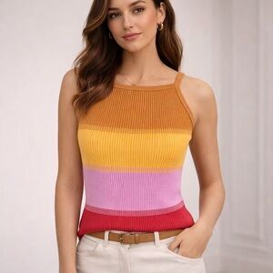 WISPR Ribbed Colorblock Knit Tank Top Cotton Blend Size M Retro Y2K Summer